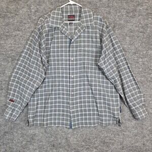 Vintage‎ Fubu Shirt Mens XL Blue Plaid Long Sleeve Button Up 90s Hip Hop